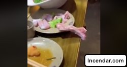 Raw chicken seemingly crawls off table by itself in terrifying footage